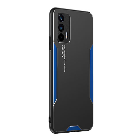 Handyhülle Hülle Luxus Aluminium Metall und Silikon Rahmen Tasche PB2 für Realme GT Neo 2T 5G Blau