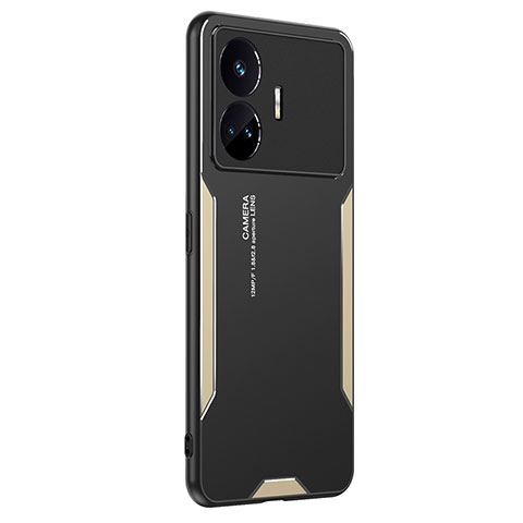 Handyhülle Hülle Luxus Aluminium Metall und Silikon Rahmen Tasche PB2 für Realme GT Neo5 SE 5G Gold