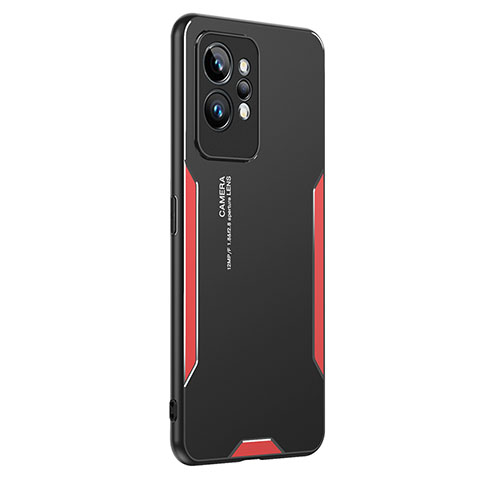 Handyhülle Hülle Luxus Aluminium Metall und Silikon Rahmen Tasche PB2 für Realme GT2 Pro 5G Rot