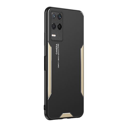 Handyhülle Hülle Luxus Aluminium Metall und Silikon Rahmen Tasche PB2 für Realme Q3i 5G Gold