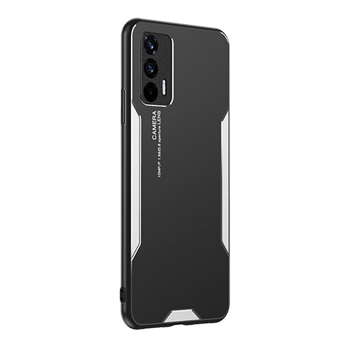 Handyhülle Hülle Luxus Aluminium Metall und Silikon Rahmen Tasche PB2 für Realme X7 Max 5G Silber