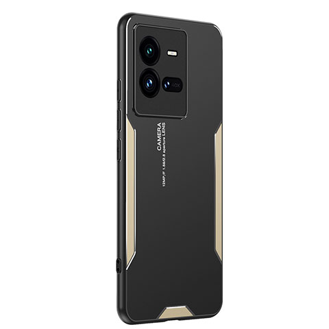 Handyhülle Hülle Luxus Aluminium Metall und Silikon Rahmen Tasche PB2 für Vivo iQOO 10 Pro 5G Gold