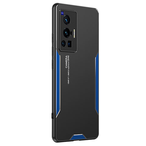 Handyhülle Hülle Luxus Aluminium Metall und Silikon Rahmen Tasche PB2 für Vivo X70 Pro 5G Blau