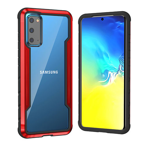 Handyhülle Hülle Luxus Aluminium Metall und Silikon Rahmen Tasche RJ1 für Samsung Galaxy S20 Rot