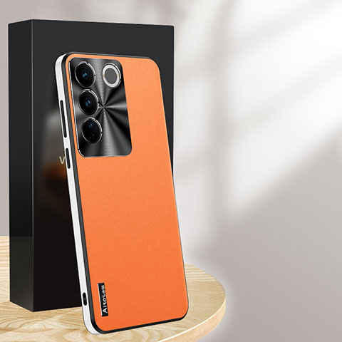 Handyhülle Hülle Luxus Leder Schutzhülle AT1 für Vivo V27 Pro 5G Orange