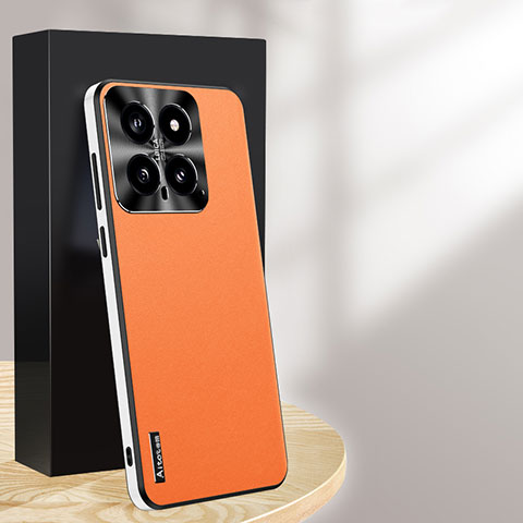 Handyhülle Hülle Luxus Leder Schutzhülle AT1 für Xiaomi Mi 14 Pro 5G Orange