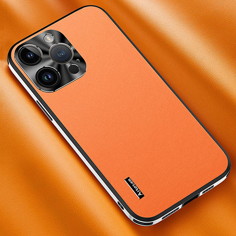 Handyhülle Hülle Luxus Leder Schutzhülle AT2 für Apple iPhone 14 Pro Max Orange