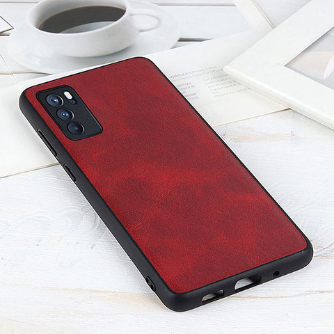 Handyhülle Hülle Luxus Leder Schutzhülle B08H für Oppo Reno6 Pro 5G India Rot