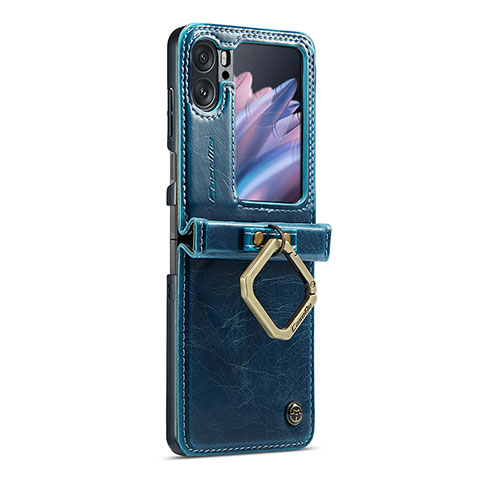 Handyhülle Hülle Luxus Leder Schutzhülle C01S für Oppo Find N2 Flip 5G Blau