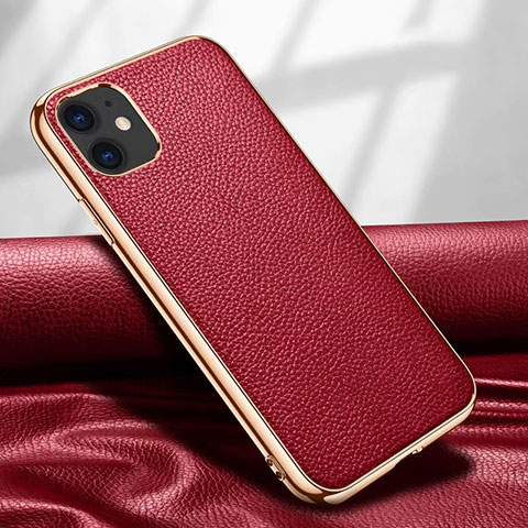 Handyhülle Hülle Luxus Leder Schutzhülle für Apple iPhone 12 Mini Rot