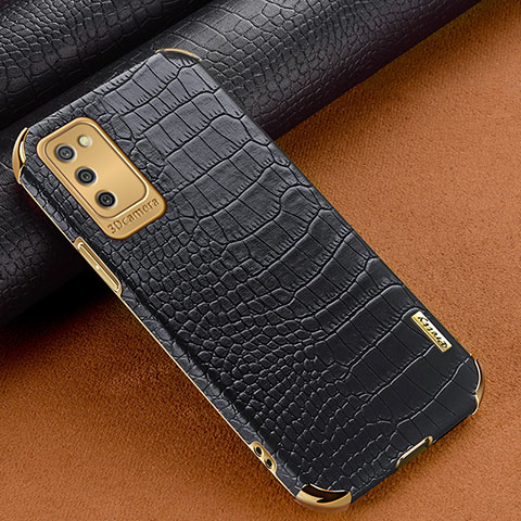 Handyhülle Hülle Luxus Leder Schutzhülle für Samsung Galaxy A02s Schwarz