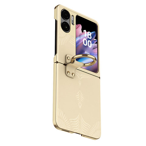 Handyhülle Hülle Luxus Leder Schutzhülle GS4 für Oppo Find N2 Flip 5G Gold