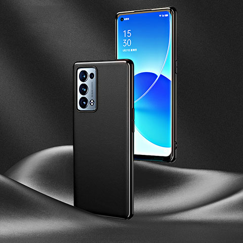 Handyhülle Hülle Luxus Leder Schutzhülle GS4 für Oppo Reno6 Pro+ Plus 5G Schwarz