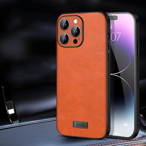 Handyhülle Hülle Luxus Leder Schutzhülle LD2 für Apple iPhone 14 Pro Orange