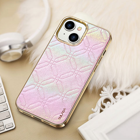 Handyhülle Hülle Luxus Leder Schutzhülle LD4 für Apple iPhone 15 Rosa