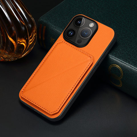 Handyhülle Hülle Luxus Leder Schutzhülle MT4 für Apple iPhone 14 Pro Orange