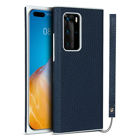 Handyhülle Hülle Luxus Leder Schutzhülle N01 für Huawei P40 Pro Blau