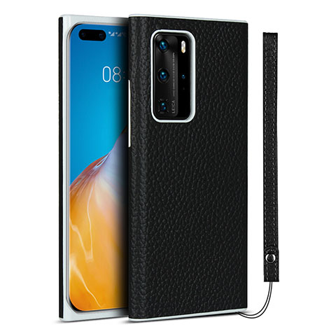 Handyhülle Hülle Luxus Leder Schutzhülle N01 für Huawei P40 Pro Schwarz