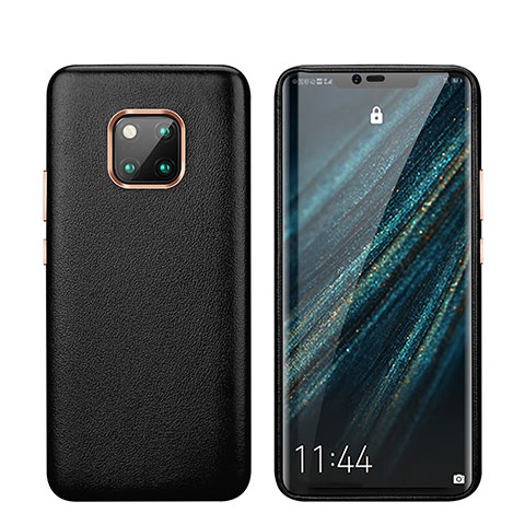 Handyhülle Hülle Luxus Leder Schutzhülle P03 für Huawei Mate 20 Pro Schwarz