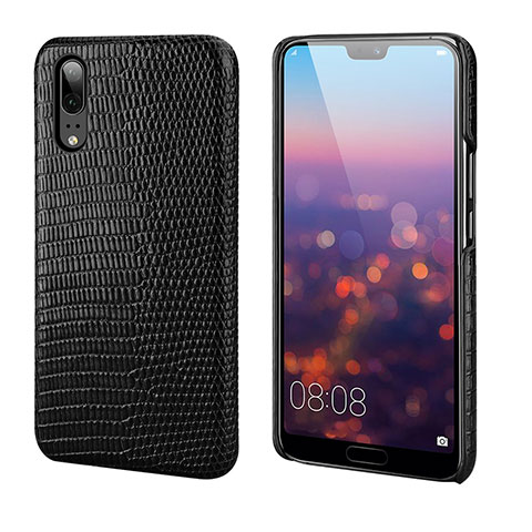 Handyhülle Hülle Luxus Leder Schutzhülle P03 für Huawei P20 Schwarz