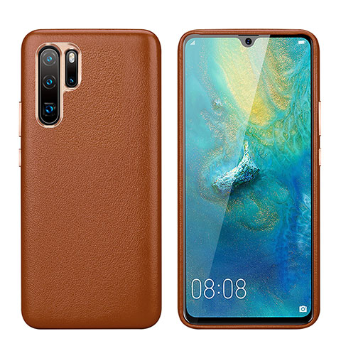 Handyhülle Hülle Luxus Leder Schutzhülle P03 für Huawei P30 Pro New Edition Braun