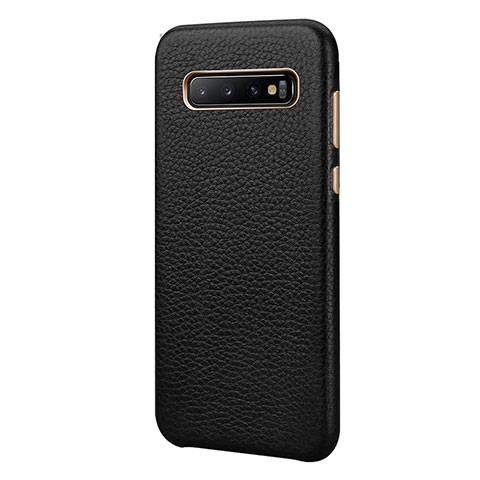 Handyhülle Hülle Luxus Leder Schutzhülle P03 für Samsung Galaxy S10 Plus Schwarz