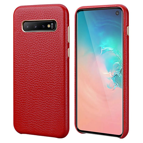 Handyhülle Hülle Luxus Leder Schutzhülle P03 für Samsung Galaxy S10 Rot