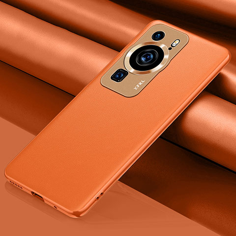 Handyhülle Hülle Luxus Leder Schutzhülle QK1 für Huawei P60 Pro Orange