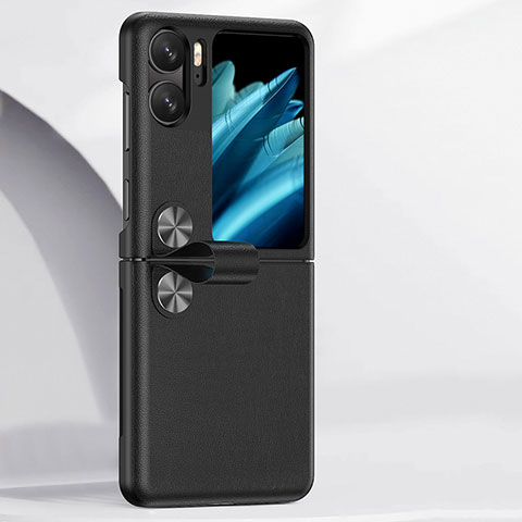 Handyhülle Hülle Luxus Leder Schutzhülle QK2 für Oppo Find N2 Flip 5G Schwarz