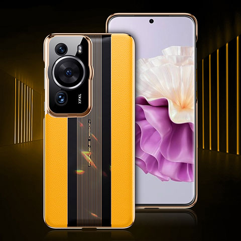 Handyhülle Hülle Luxus Leder Schutzhülle QK4 für Huawei P60 Pro Gelb