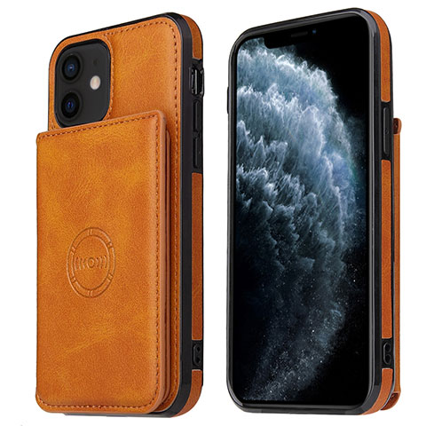 Handyhülle Hülle Luxus Leder Schutzhülle R01 für Apple iPhone 12 Mini Orange