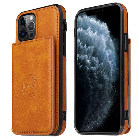 Handyhülle Hülle Luxus Leder Schutzhülle R01 für Apple iPhone 12 Pro Max Orange