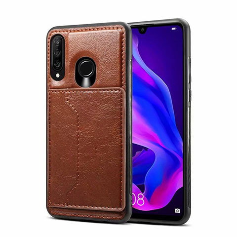 Handyhülle Hülle Luxus Leder Schutzhülle R01 für Huawei P30 Lite New Edition Braun