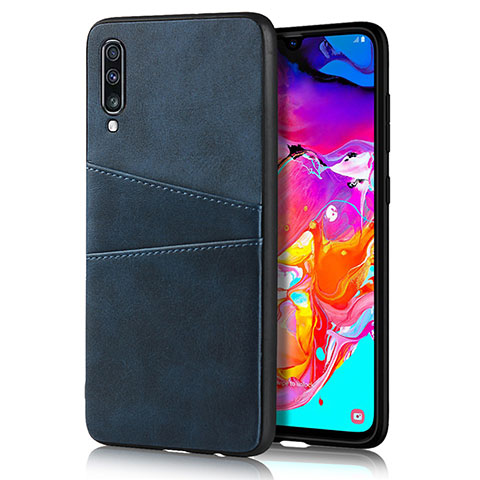 Handyhülle Hülle Luxus Leder Schutzhülle R01 für Samsung Galaxy A70 Blau