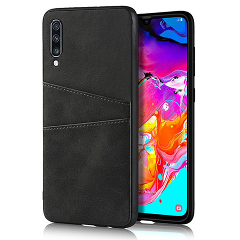 Handyhülle Hülle Luxus Leder Schutzhülle R01 für Samsung Galaxy A70S Schwarz