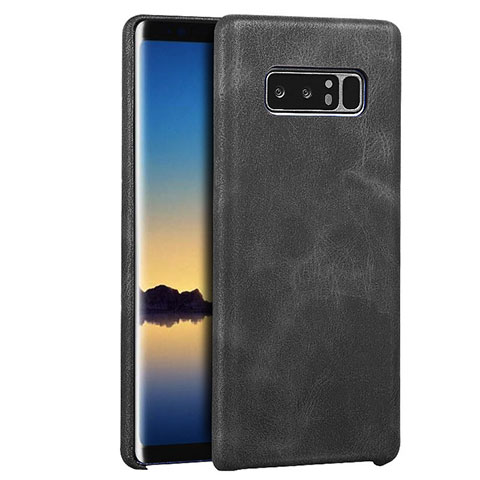 Handyhülle Hülle Luxus Leder Schutzhülle R01 für Samsung Galaxy Note 8 Duos N950F Schwarz