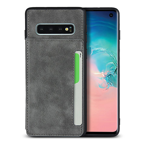 Handyhülle Hülle Luxus Leder Schutzhülle R01 für Samsung Galaxy S10 5G Grau