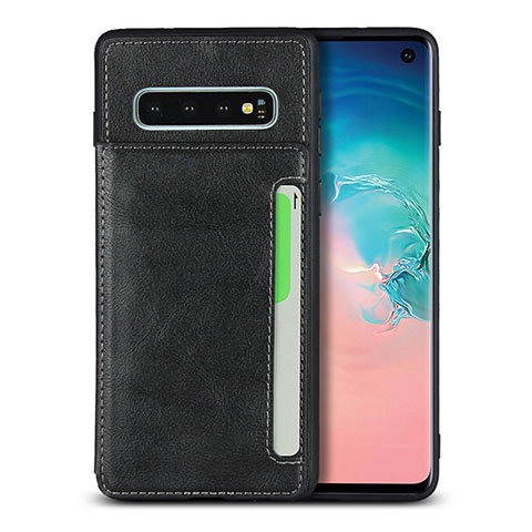 Handyhülle Hülle Luxus Leder Schutzhülle R01 für Samsung Galaxy S10 5G Schwarz