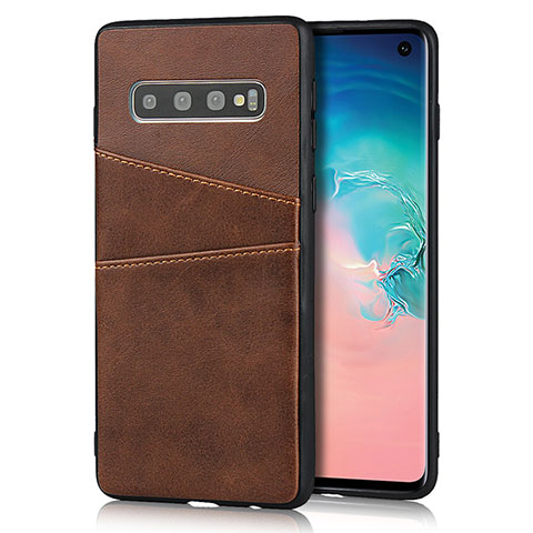 Handyhülle Hülle Luxus Leder Schutzhülle R02 für Samsung Galaxy S10 5G Braun