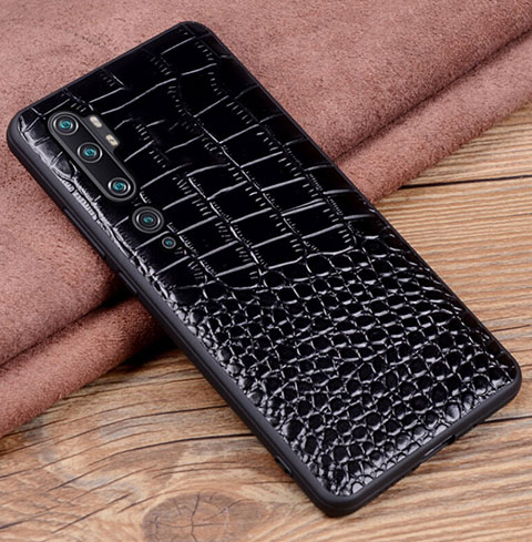 Handyhülle Hülle Luxus Leder Schutzhülle R02 für Xiaomi Mi Note 10 Schwarz