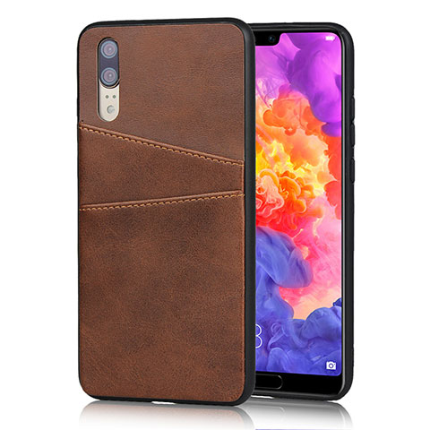 Handyhülle Hülle Luxus Leder Schutzhülle R03 für Huawei P20 Braun