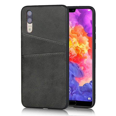 Handyhülle Hülle Luxus Leder Schutzhülle R03 für Huawei P20 Schwarz