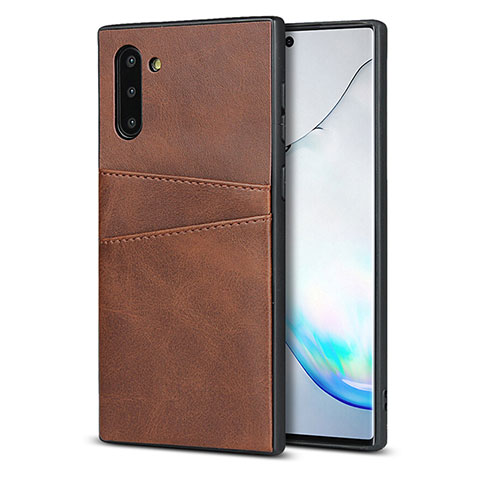 Handyhülle Hülle Luxus Leder Schutzhülle R06 für Samsung Galaxy Note 10 Braun