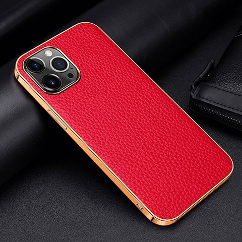 Handyhülle Hülle Luxus Leder Schutzhülle S01 für Apple iPhone 15 Pro Max Rot