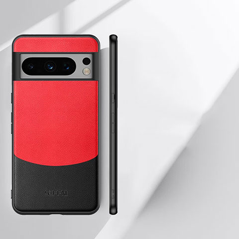 Handyhülle Hülle Luxus Leder Schutzhülle S01 für Google Pixel 8 Pro 5G Rot und Schwarz