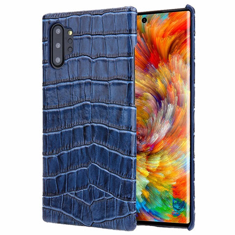 Handyhülle Hülle Luxus Leder Schutzhülle S01 für Samsung Galaxy Note 10 Plus Blau