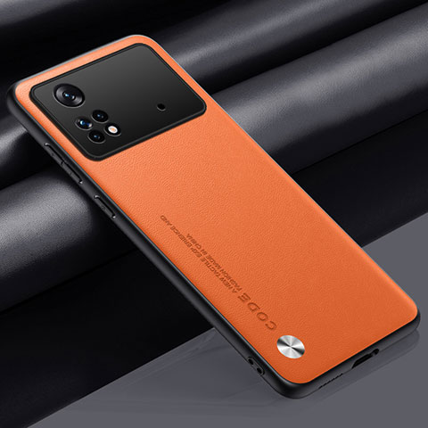 Handyhülle Hülle Luxus Leder Schutzhülle S01 für Xiaomi Poco M4 Pro 4G Orange