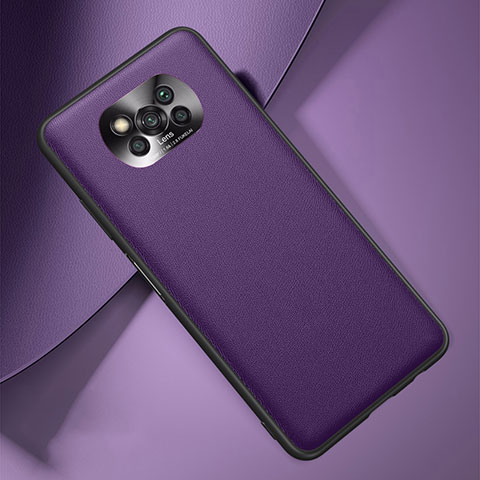 Handyhülle Hülle Luxus Leder Schutzhülle S01 für Xiaomi Poco X3 NFC Violett