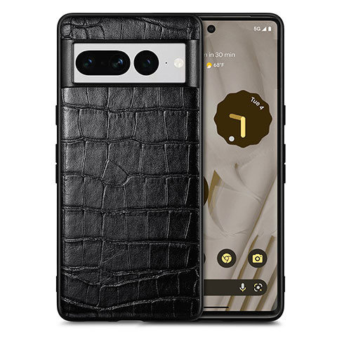 Handyhülle Hülle Luxus Leder Schutzhülle S01D für Google Pixel 7 Pro 5G Schwarz