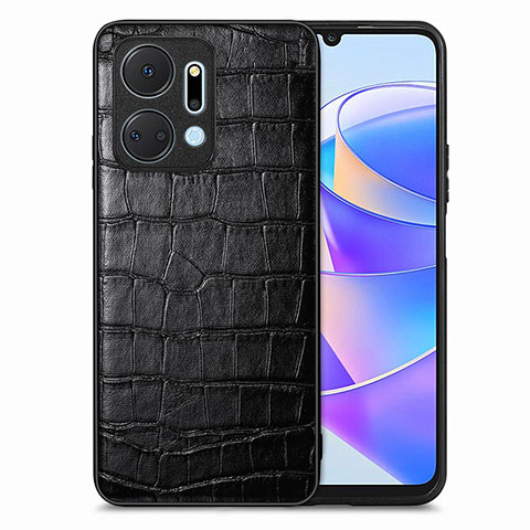 Handyhülle Hülle Luxus Leder Schutzhülle S01D für Huawei Honor X7a Schwarz